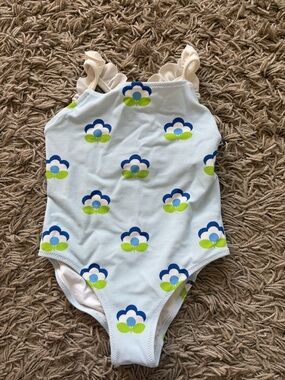 Jacadi White and Light Blue Girls One-Piece Swimwear